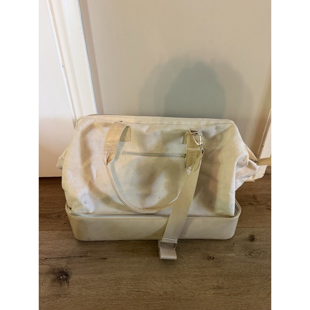 Beis Beige Canvas The Weekender Duffle Travel Bag Shoe Compartment Large